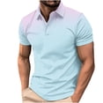 thumbnail image 2 of Yyeselk Golf Shirts for Men Short Sleeve Button Gradient Print Moisture Wicking Shirt Fashion Lapel Summer Athletic Tennis T Shirts Light Blue01 S, 2 of 4
