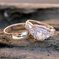 thumbnail image 2 of Sparkle Jewels 14K White Gold Finish Silver Round Cut Cubic Zirconia His & Her Trio Ring Set, 2 of 5
