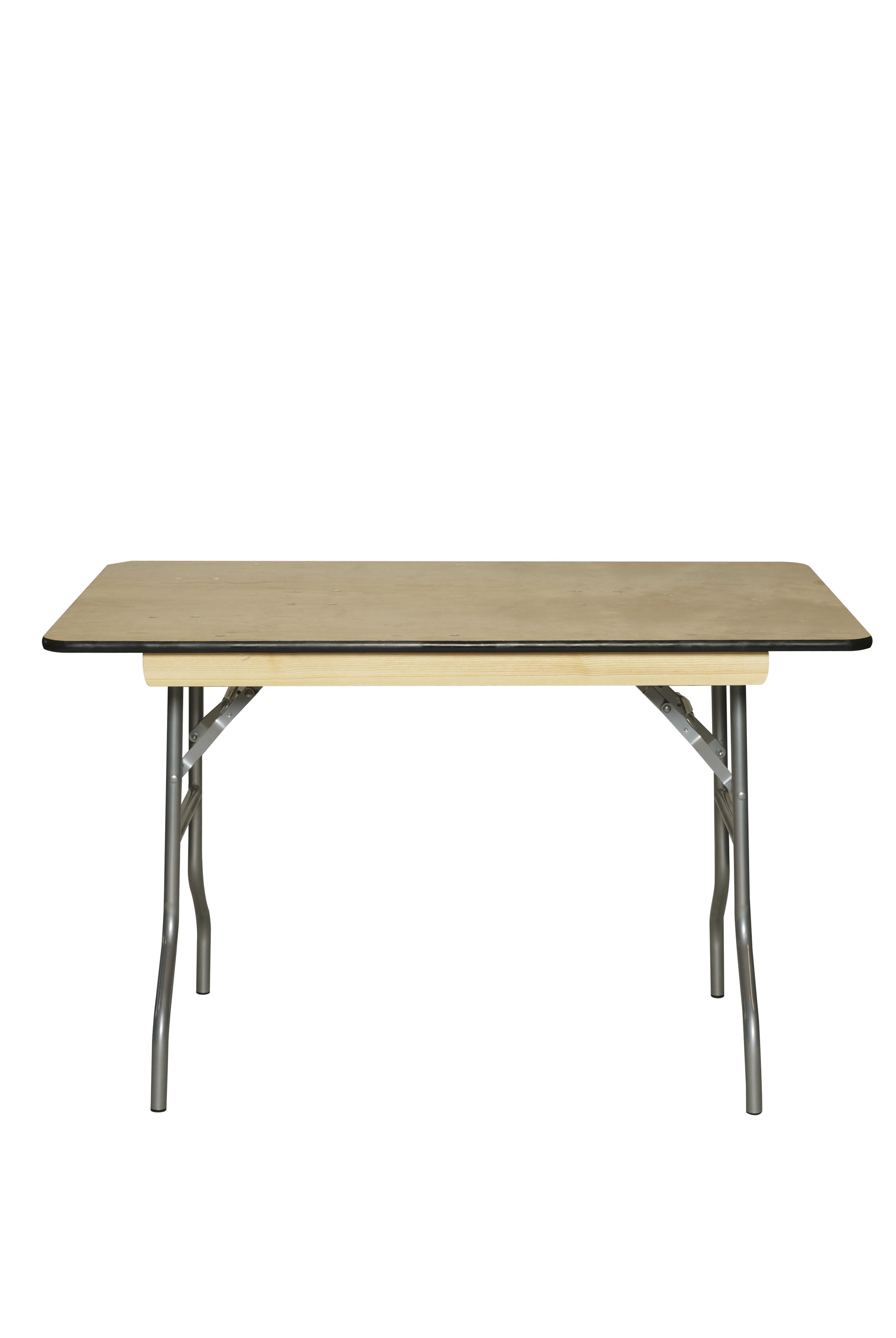 48 inch x 30 inch WFT Series Birch Wood Rectangle Folding Table - Rubber Edge