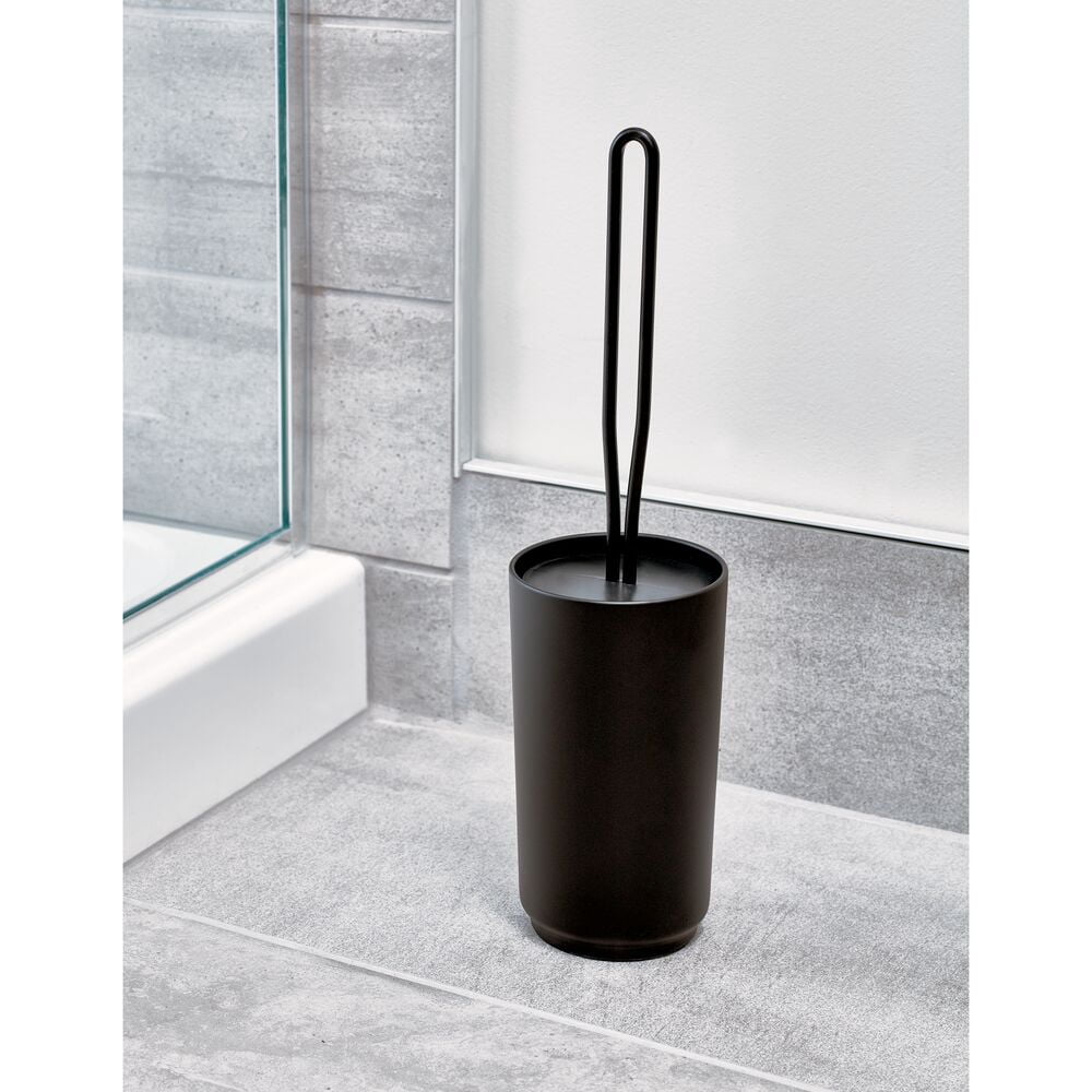 iDesign Toilet Bowl Brush and Holder Set - Matte Black