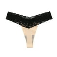thumbnail image 1 of Gibobby Tangas de mujer ilusion Tangas de algodón para mujer Ropa interior de encaje sexy para mujer Transpirable No Show T Back Tanga Bragas(Beige,M), 1 of 4