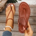 thumbnail image 2 of Womens Sandals Braided Thong Sandals Casual Fashion Adjustable Ankle Strap Open Toe Flat Shoes for Summer Beach Daily Walking, 2 of 10