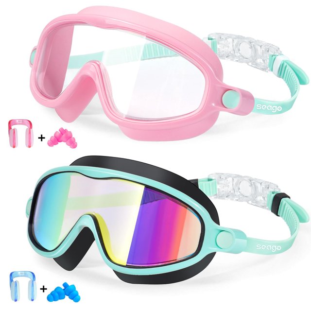 Gafas de natación Seago Kids, paquete de 2, antivaho, con protección UV