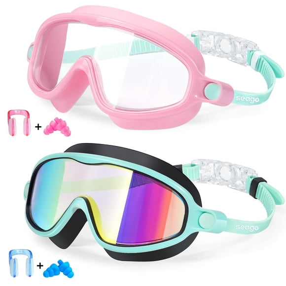 Gafas de natación Seago Kids, paquete de 2, antivaho, con protección UV