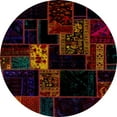 thumbnail image 1 of Ahgly Company Indoor Round Abstract Red Brown Patchwork Area Rugs, 7' Round, 1 of 6
