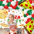 thumbnail image 5 of Pizza Party Decorations, Pizza Theme Birthday Party Supplies - Italy Pizza Theme Birthday Backdrop Balloon Arch Garland kit Cake Topper Pizza Foil Balloon for Baby Shower Birthday Party-70PCS, 5 of 7