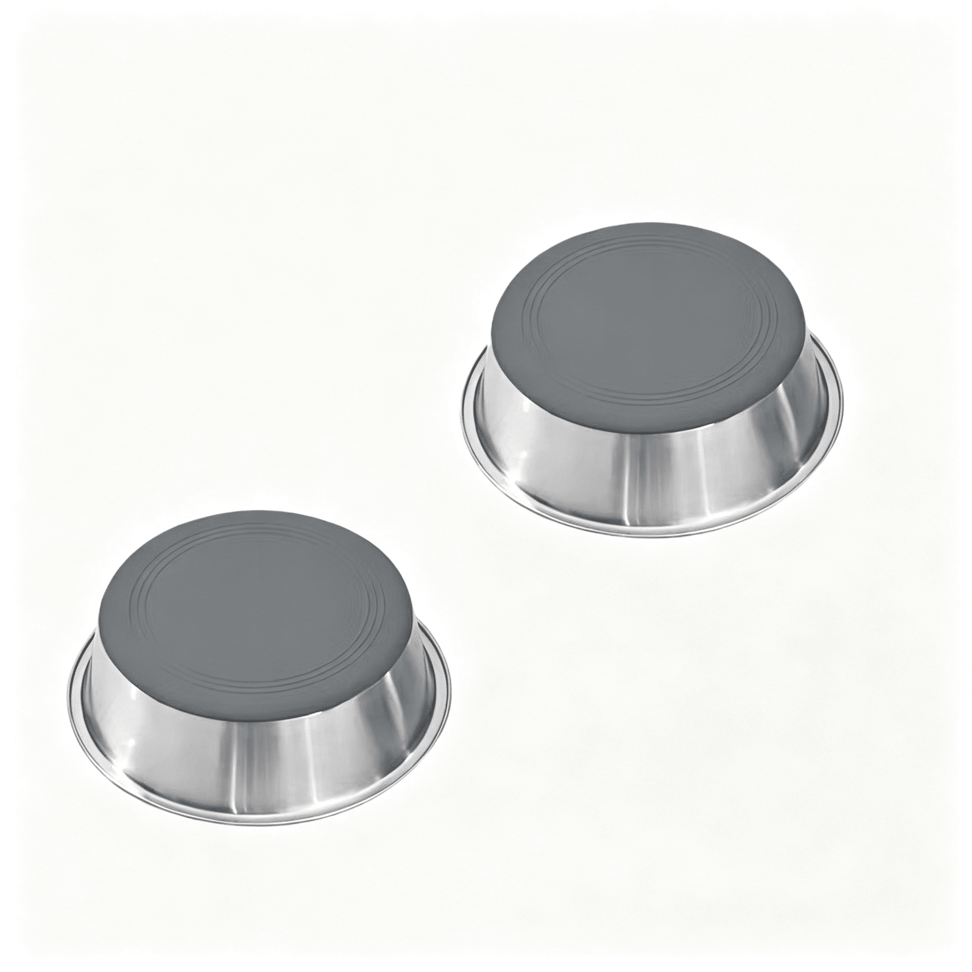 BPPEG Elevated Cat Bowls 304 Stainless Steel Raised Cat Food Bowl Wide Shallow Anti-Vomiting Cat Dish for Whisker Fatigue Relief Non-Slip Silicone Base Dishes for Solo Use 2 Set