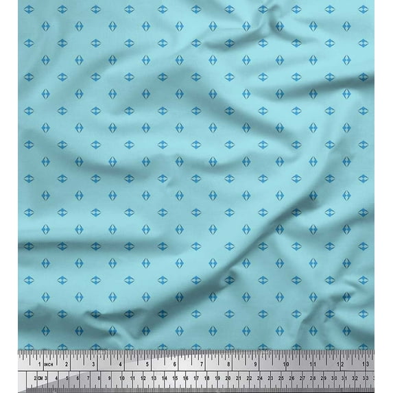 Soimoi Satin Silk Fabric Geometric Shirting Print Sewing Fabric Yard 42 Inch Wide