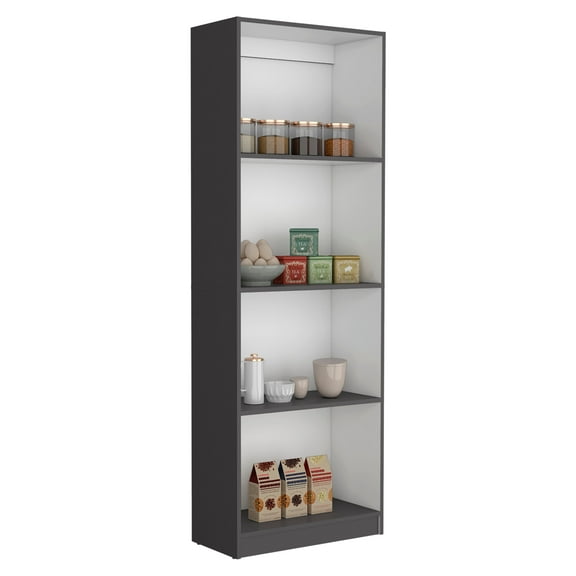 Cterwk 4 Shelves Wood Bookcase Books Display Rack for Living Room, Office, Gray