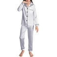 thumbnail image 4 of Pajamas Set for Boys Girls Silky Satin Pjs Sleepwear 2 PCS Set Long Sleeve Button Down Top Pants Home Wear, 4 of 6