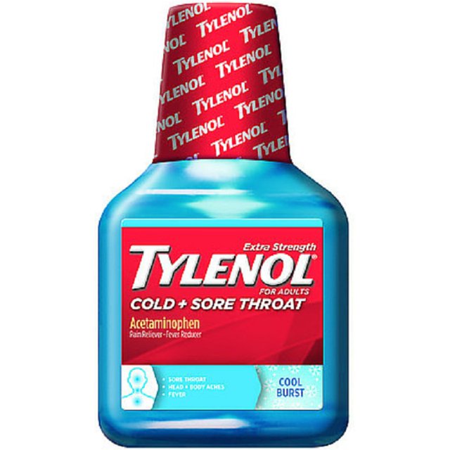 TYLENOL Sore Throat Liquid Daytime Cool Burst 8 oz (Pack of 4)