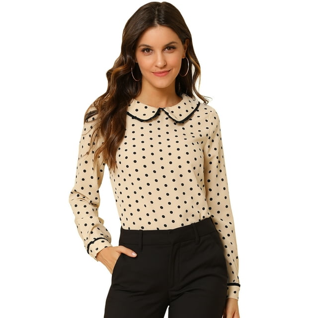 INSPIRE CHIC Chemisier Mignon à Volants pour Femmes Col Peter Pan Manches Longues