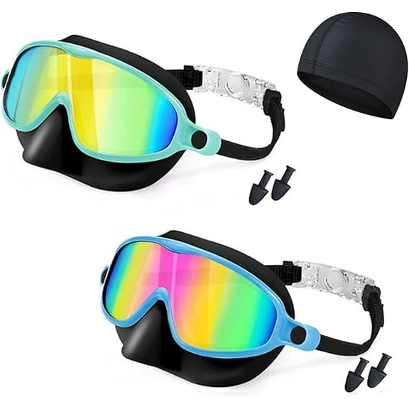 Zenprive Goggles Kids, Zenprive Swim Goggles, with Swimming Cap, 100% Soft, 3-Layer Lens-Waterproof & Fog-Proof