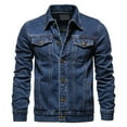 thumbnail image 1 of JUNWELL Veste Décontractée Plus Size Jean Veste d'Extérieur à Poitrine Simple Veste Veste d'Outillage pour Hommes – – – – – – – – – – – – – – – – – – – – – – –, 1 of 3
