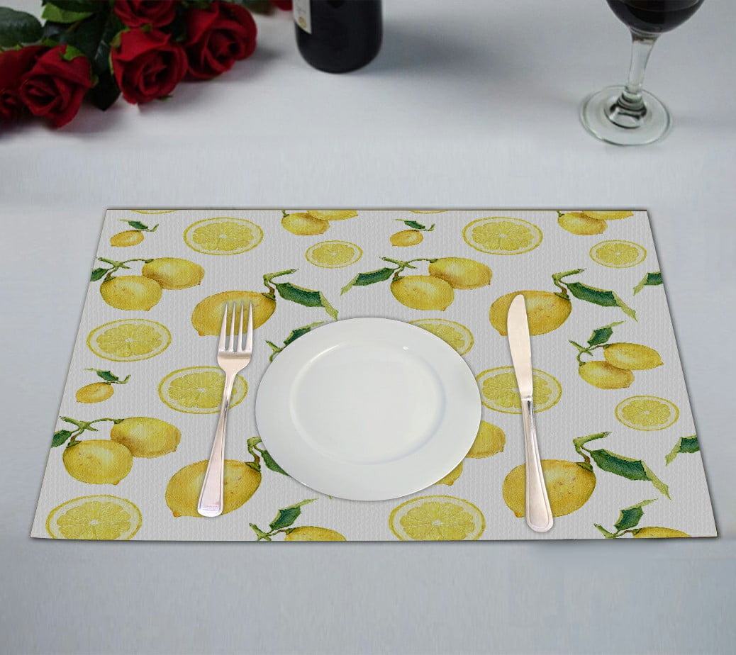 ABPHQTO Lemons Table Placemat Food Mat 12x18 Inch,Pack of 2.