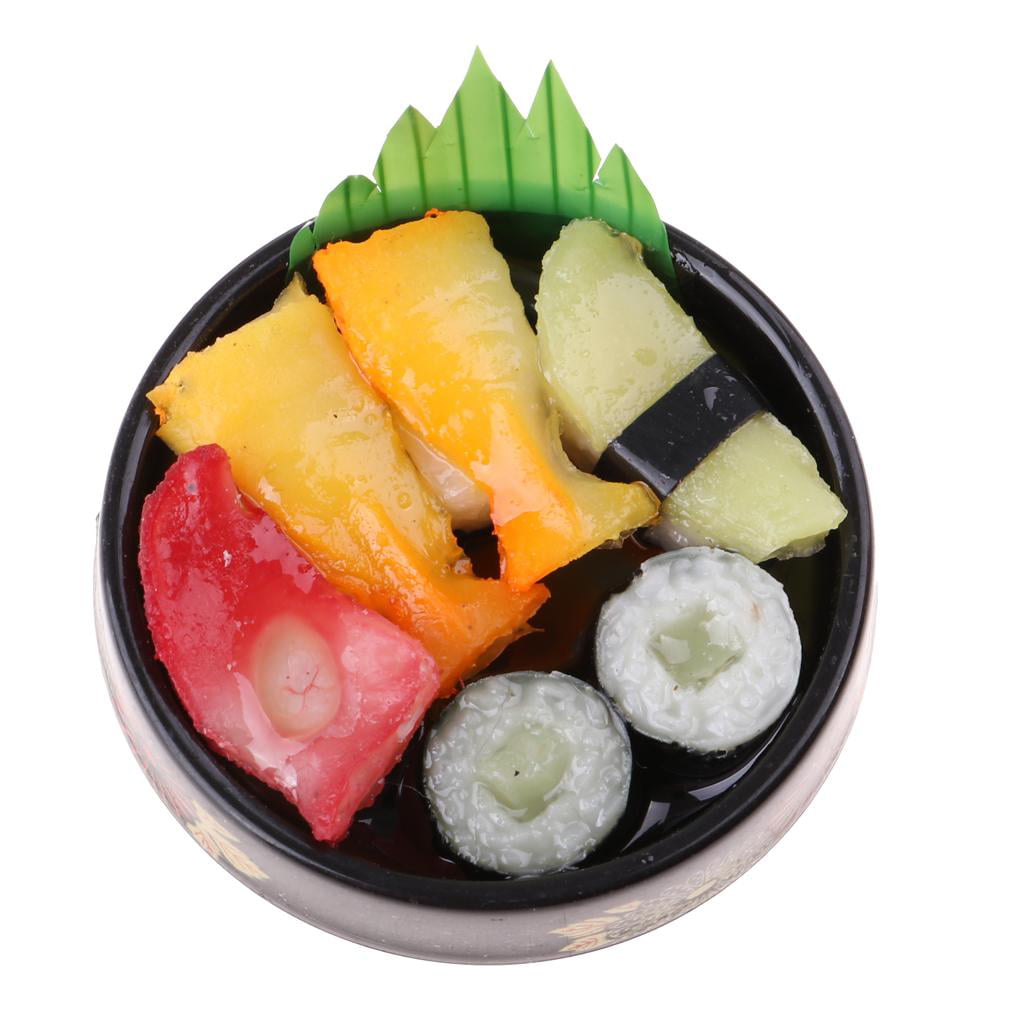 3pcs 1/6 Dolls House Miniatures Vivid Japanese Food Sushi Round Plate 