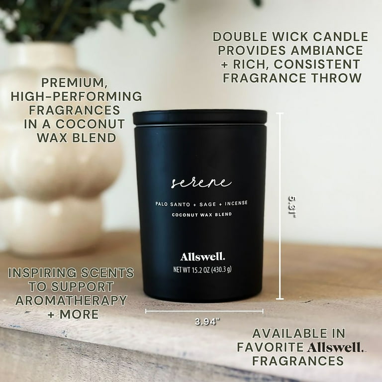 Allswell Serene Scented 2-Wick Candle 15oz with Palo Santo Sage
