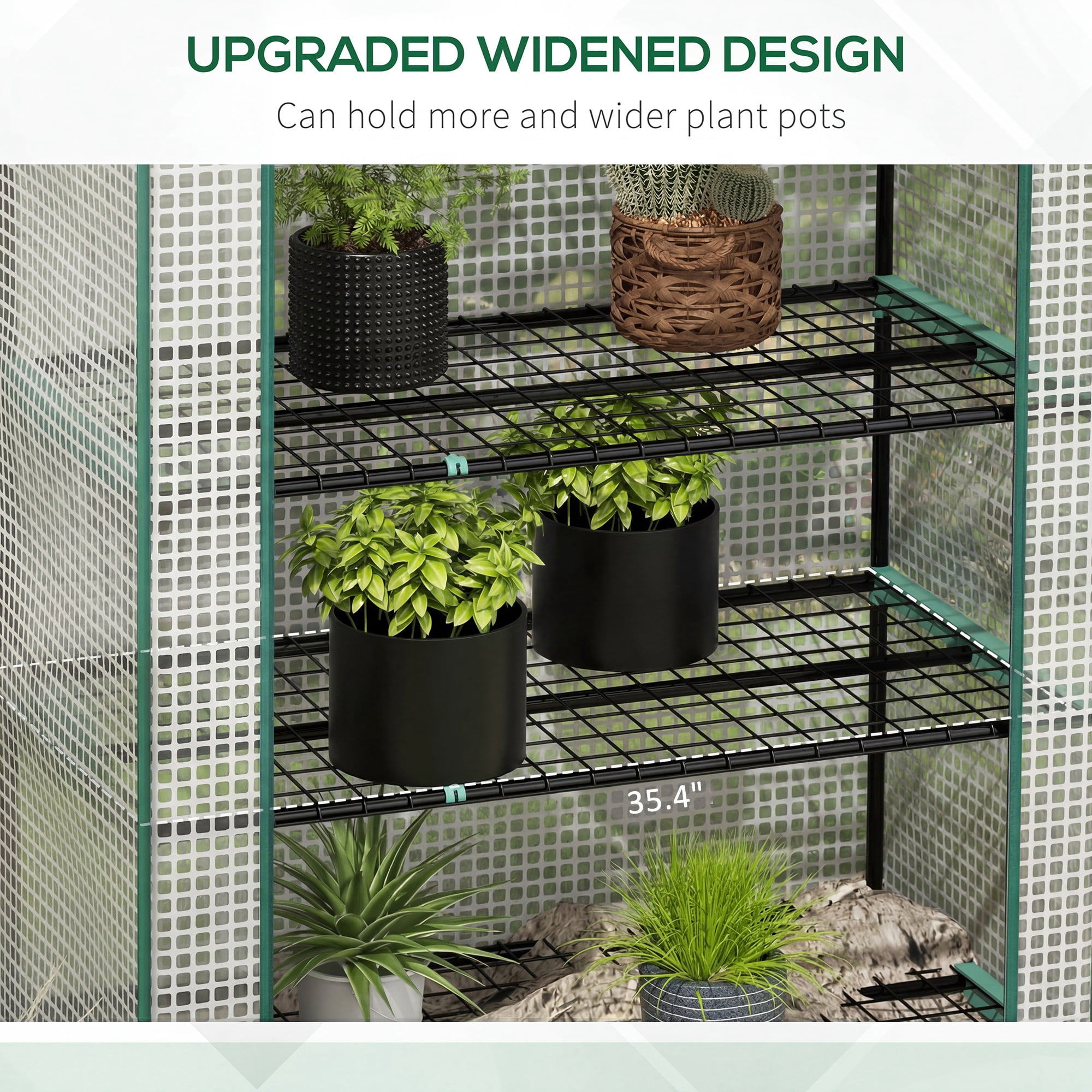 Outsunny 5 Tier Mini Greenhouse with Reinforced PE Cover, Small Portable Greenhouse with Roll-Up Zippered Door, White