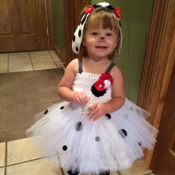 Trendfront Girls Dalmatian Tutu Dress Square Neck Sleeveless Party Princess Outfit for Girls