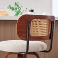 thumbnail image 6 of LEGAHOME Bar Stools set of 2, 26” Swivel Counter Height Bar Stools with Cane Rattan Back and Linen Seat, Modern Farmhouse Bar Stools for Kitchen Island, Bar, Dining Room, Walnut + Beige, 6 of 9