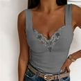 thumbnail image 2 of Lindreshi Camisole Tops for Women 2024 Fashion Sexy Womens V-Neck Patchwork Lace Short Camis Tops Vest, 2 of 8