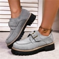 thumbnail image 5 of Gray Women Casual Practical Cool Metal Detail Round Toe Shoes Autumn Winter Time Comfortable Lifted Thick Sole Loafers For Everyday Wear, 5 of 8