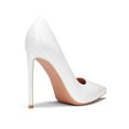 thumbnail image 2 of Women High Heels,4.7 inch(12cm) Stiletto Pumps Sexy Pointed Toe Patent Leather Slip On High Heel Dress Evening Party Pump Shoes White Size 10, 2 of 6