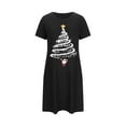 thumbnail image 2 of Chemises de Nuit Grande Taille pour Femmes de Noël à Manches Courtes, Robe Chemise à Col Rond pour les Fêtes, Noir, 3TG, 2 of 5