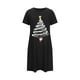 thumbnail image 2 of Camisón corto navideño para mujer, talla grande, con cuello redondo estampado y mangas cortas en el pecho., 2 of 5