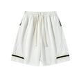 thumbnail image 2 of Ceisia Men's Gift Relaxed Stripe Decor Casual Shorts Mid-Rise Elastic Waist Nylon Spandex Zipper Side Pockets Hem Stripe Shorts, 2 of 9