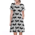 thumbnail image 1 of Vsdgher Chauve-Souris pour Femmes Été 2025 Robes Midi Décontractées Légères Manches Courtes Col Rond Robe de Plage, 1 of 6