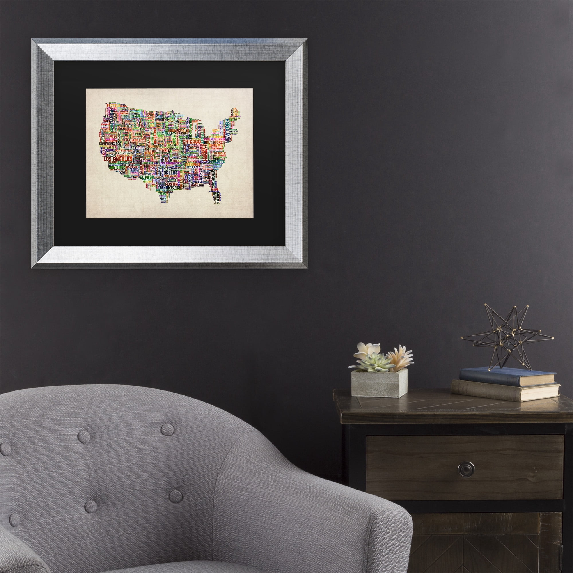 Trademark Fine Art 'US Cities Text Map VI' Canvas Art by Michael Tompsett