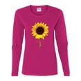 thumbnail image 2 of Sunflower Christian Faith Cross Inspirational/Christian Womens Graphic Long Sleeve T-Shirt, Fuschia, 2XL, 2 of 3