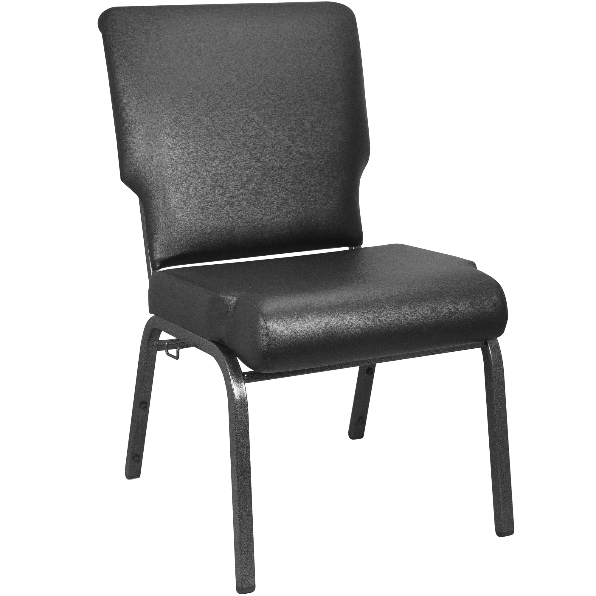 Advantage Black Vinyl Church Chair with Book Rack 20.5 in. Wide