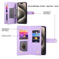 thumbnail image 3 of Dteck Zipper Wallet Crossbody Case for Samsung Galaxy S22 Plus,Magnetic Leather Case Built-in Card Slots/Cash Pocket Shockproof Kickstand Cover with Shoulder Strap/Wrist Strap,Purple, 3 of 6
