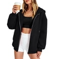 thumbnail image 5 of Nestiefly Zip Up Hoodie Women Oversized 2026 Zip Up Y2K Hoodies Casual Long Sleeve Sweatshirts Fall Spring Track Jackets Black L, 5 of 6