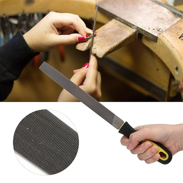 8in Half Round Mill Steel File Rasp with Handle Sharpening Shaping Tool for Metal Projects(Fine Teeth File )