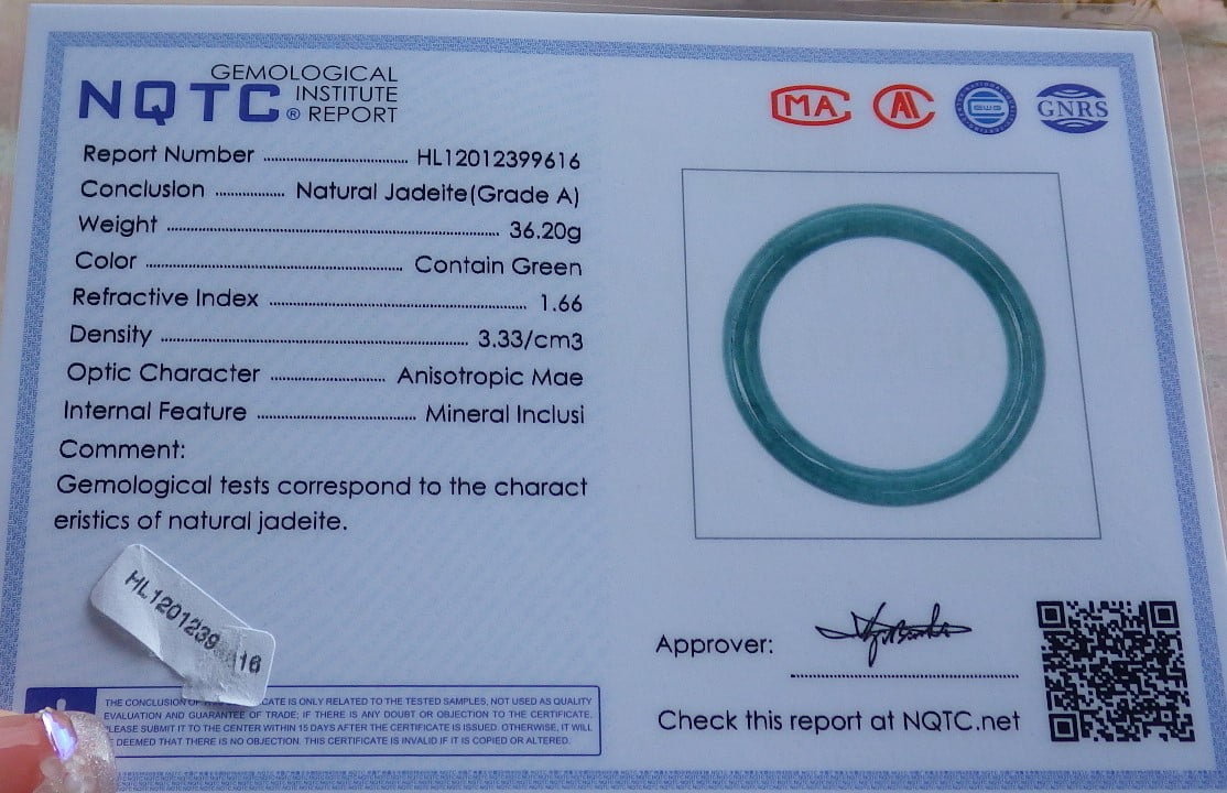 Green Natural A JADE Jadeite Circle Bangle Bracelet 55 mm 682108 TN