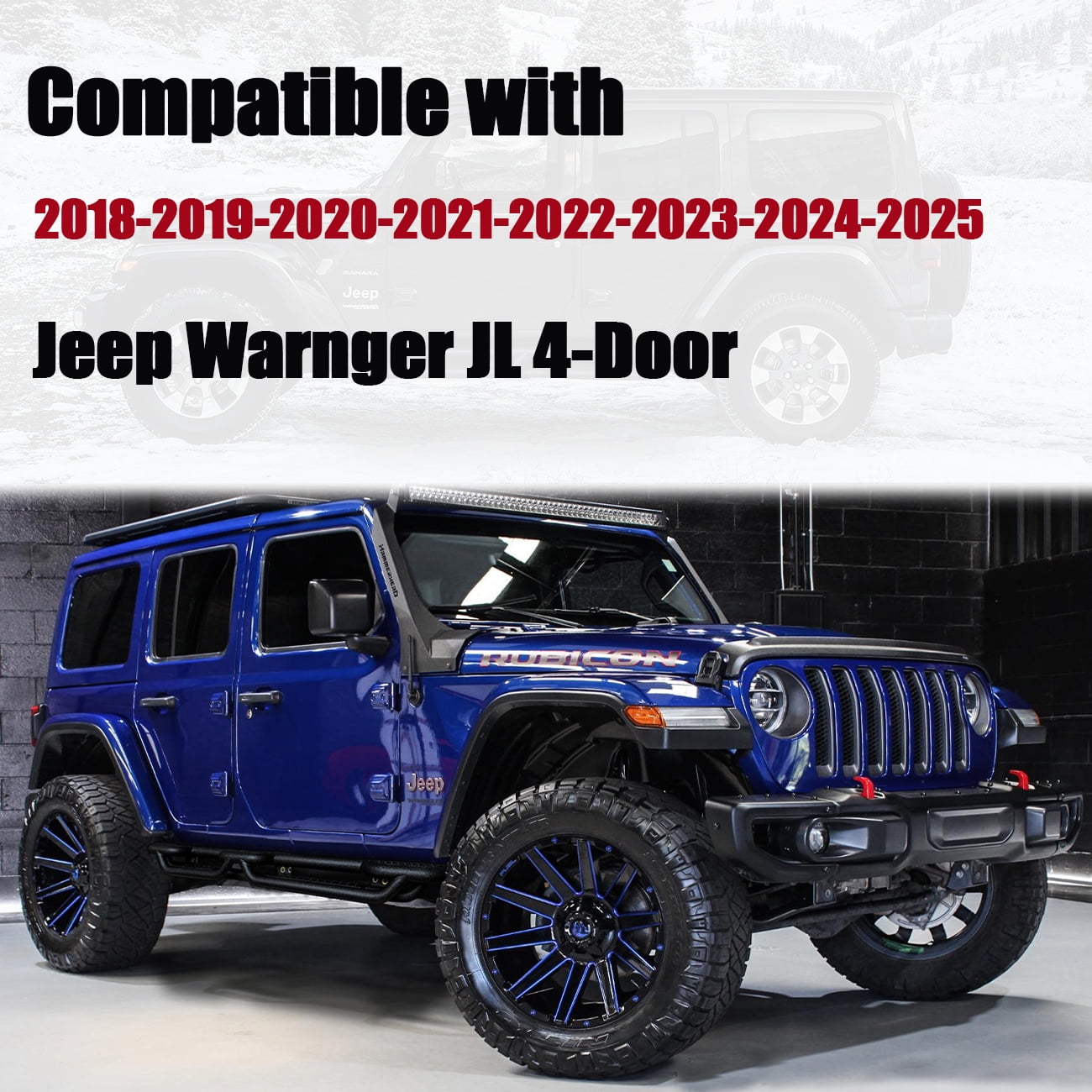 Vijay Running Boards Compatible with 2018-2026 Jeep Wrangler JL 4-Door A Pair Bolt-on Side Steps Rails Steel Nerf Bars
