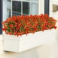 thumbnail image 3 of Sinhoon 6 Bundles Artificial Flowers UV Resistant Fake Plants Outdoor Faux Plastic Flowers Garden Window Box Porch Home Decor (Orange red), 3 of 7