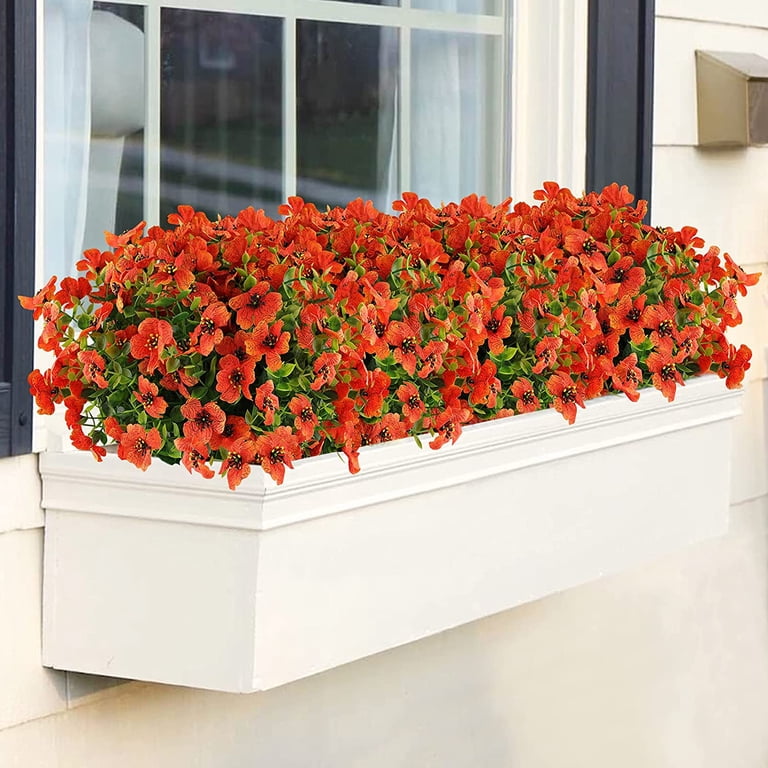 CHICNOOK 24 Bundles UV Resistant Artificial Flowers - Outdoor Fake Plants For Garden, Porch, Yard Decor (8 Colors)