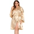 thumbnail image 3 of GFDYREE Women's Plus Size Satin Robes Plus Size Silky Kimonos Robes Sleepwear,Short, 3 of 4