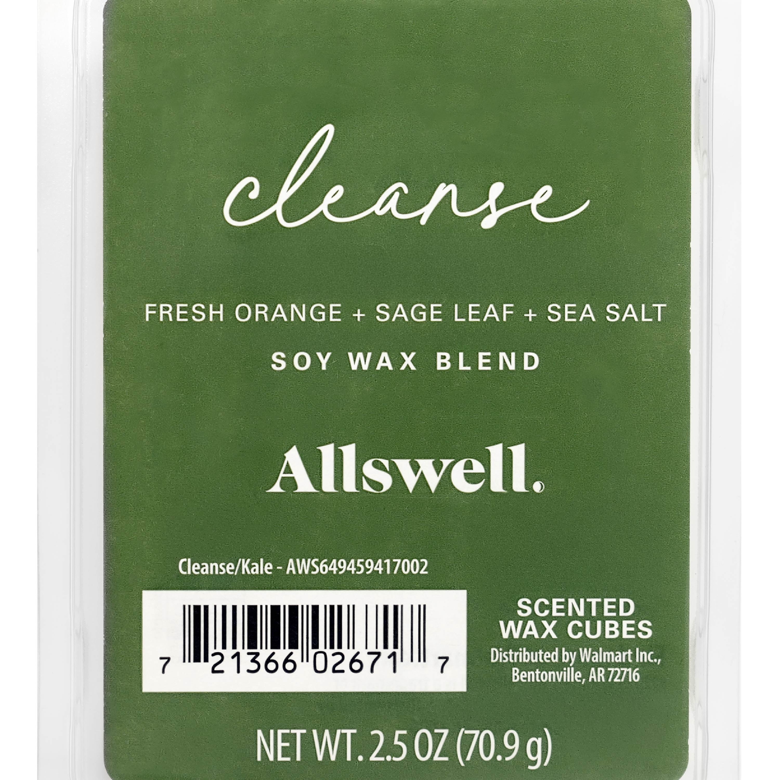 Allswell 6 Cube Wax Melts, Cleanse ( Orange+Sage+Sea Salt). 2.5oz