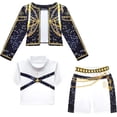 thumbnail image 6 of Guvpev Halloween Cosplay Costume for G'irl's, Popular Singer Idol Group Stage Performance Outfit with Top and Pants, Pop Star Role Play Costumes for Halloween Dress Up Party, Festival & Carnival, 6 of 13
