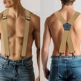 thumbnail image 3 of KAMBERFT Champagne Heavy Duty X-Back Suspenders for Men, 1.4 inch Wide Adjustable Elastic Straps, 3 of 5