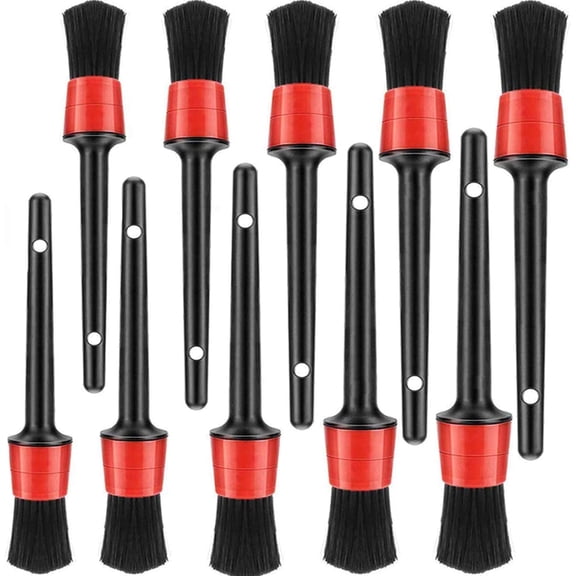 10 Pieces Brushes & Dusters Detailing Brush Set - Premium Fiber Plastic Handle Car Detailing Kit Automotive Detail Brushes for Auto Detailing Cleaning Wheels
