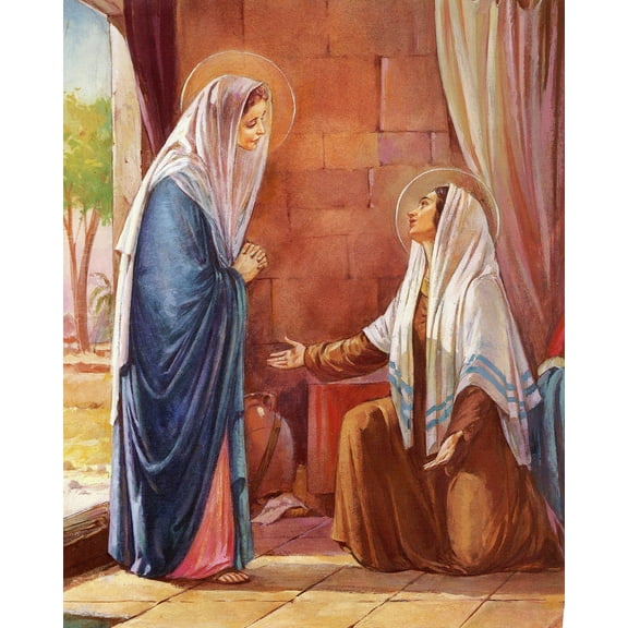 Catholic print picture - MARY VISITS ELIZABETH P - 8" x 10" ready to be framed