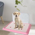 thumbnail image 6 of Pet Litter Tray, Dog Potty Toilet Loo Training Pads Holder, Kitten with Fence Dog Litter Box for Small Animals Small Medium Large Dogs Bunny Pink, 6 of 7