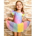 thumbnail image 5 of Oudiya Girls Shiny Ruffle Sleeve Ballet Leotard with Skirt Criss Cross Back Dance Outfit for Ballerina Kids 3-11Y, 5 of 8