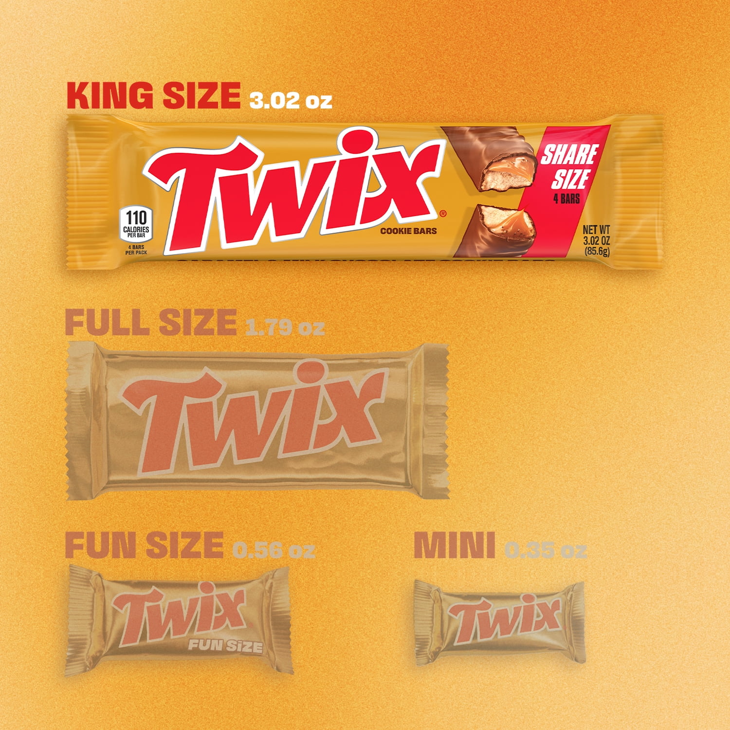 Twix Milk Chocolate Caramel Cookie Candy Bars, Share Size - 3.02 oz Pack